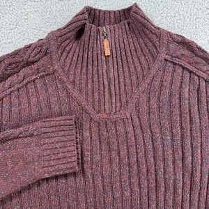 Tommy Bahama Sweater Mens XL Maroon 1/4 Zip Pullover Long Sleeve Merino Blend